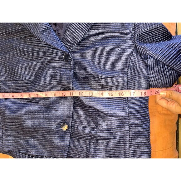 Akris Punto Blue 3/4 Sleeve Blazer Women size 12 - Picture 6 of 10